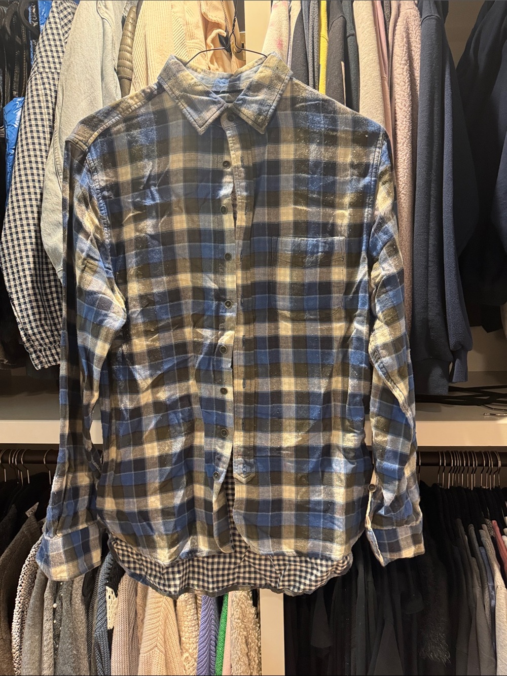 Rag and bone Men's Blue and Brown Plaid Long-Sleeve Button-Up Shirt